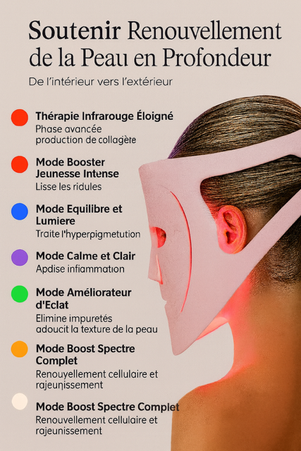 Masque Facial De Thérapie À La Lumière Rouge Infrarouge LED 8 Couleurs
